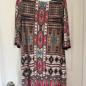 London Times Vibrant Patterned Long Sleeve Dress